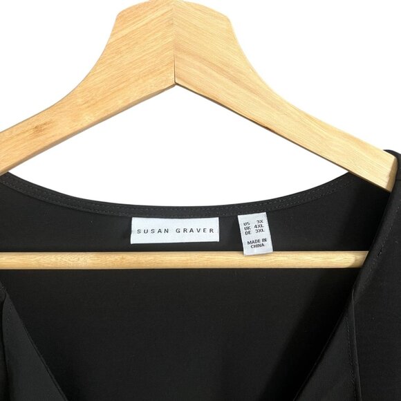 Susan Graver Womens Drapey Sleeveless Blouse Black 3X Flowy Comfy Lagenlook - Picture 3 of 7